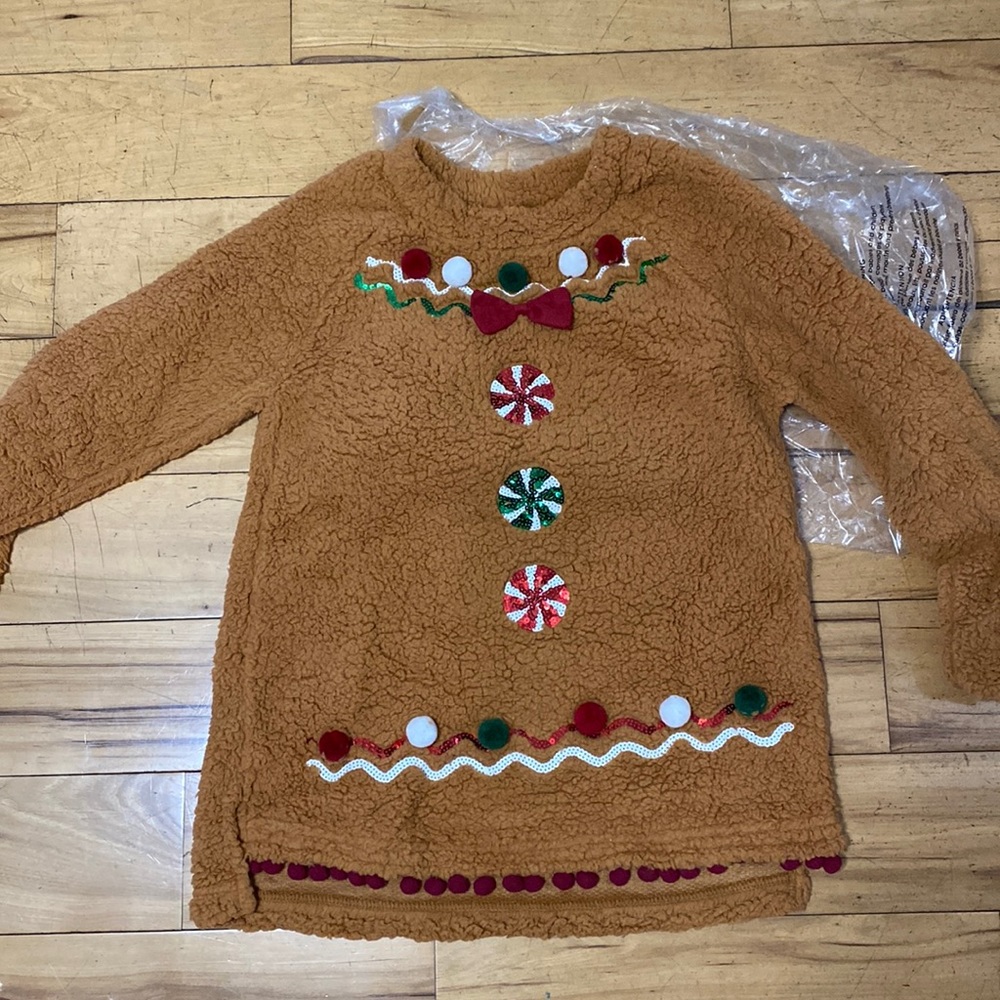 NWT Sherpa Christmas Gingerbread Sweater
